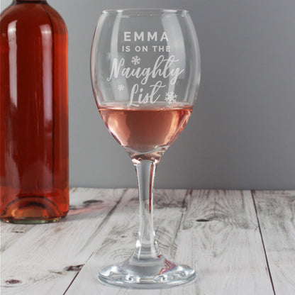 Personalised I'm On The Naughty List Wine Glass