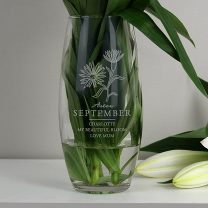 Personalised September Birth Flower Bullet Vase