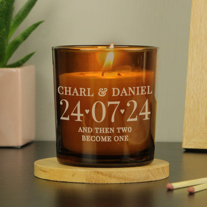 Personalised Special Date Amber Glass Candle