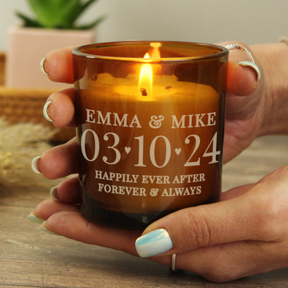 Personalised Special Date Amber Glass Candle