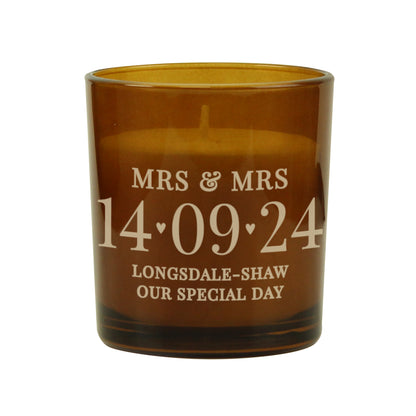 Personalised Special Date Amber Glass Candle