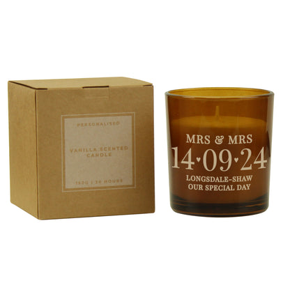 Personalised Special Date Amber Glass Candle