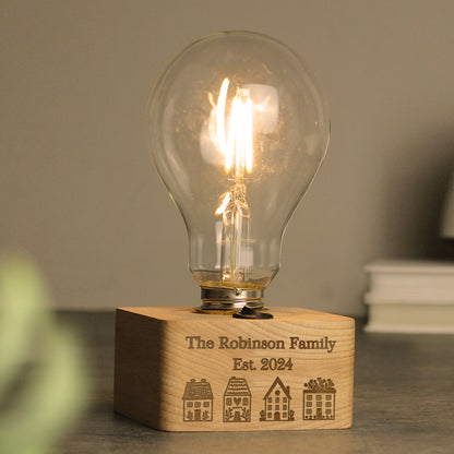 Personalised Home Wooden Bulb Light