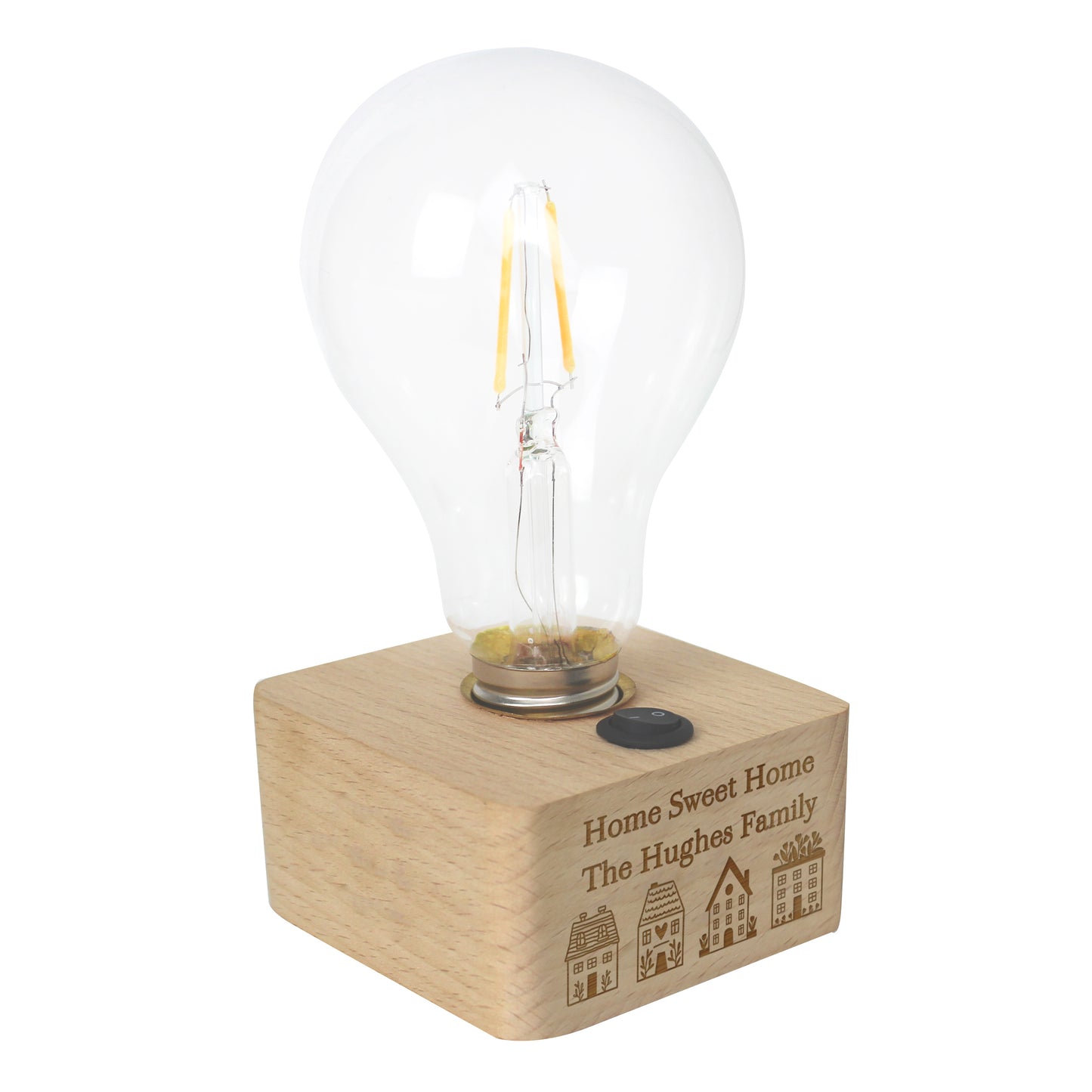 Personalised Home Wooden Bulb Light