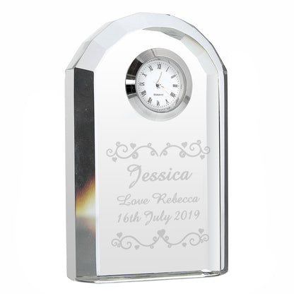 Personalised Heart Swirl Crystal Clock