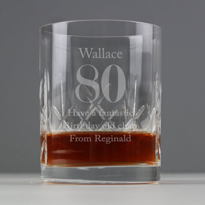 Personalised Big Age Cut Crystal Whisky Tumbler