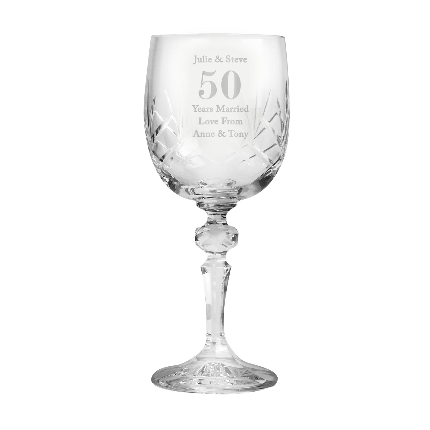 Personalised Big Age Cut Crystal Wine Glass