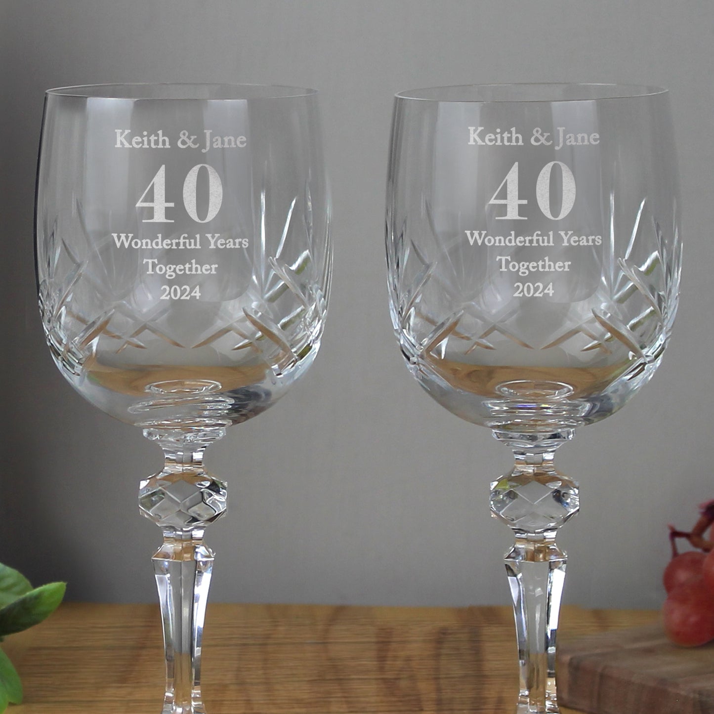 Personalised Anniversary Pair of Crystal Wine Glasses