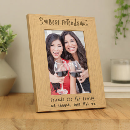 Personalised Best Friends 5x7 Oak Finish Photo Frame