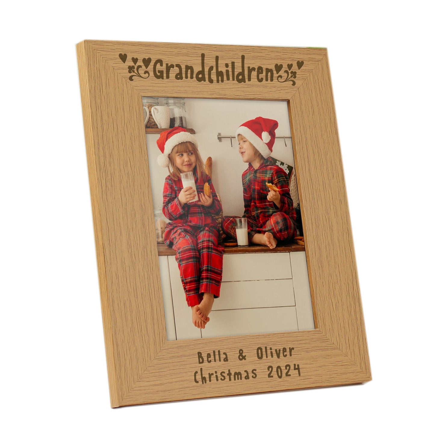 Personalised Grandchildren 5x7 Oak Finish Photo Frame