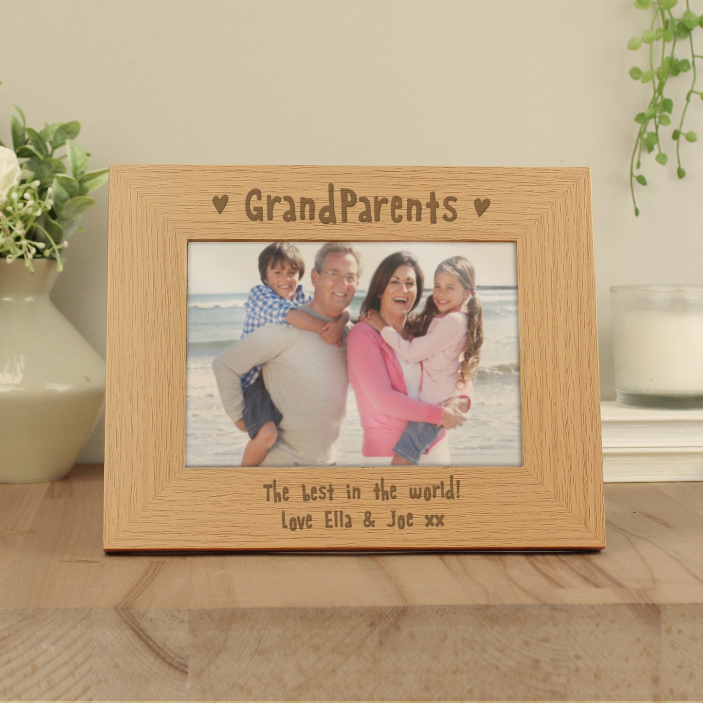 Personalised Grandparents 5x7 Landscape Wooden Photo Frame