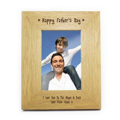 Personalised Oak Finish 6x4 Happy Fathers Day Photo Frame