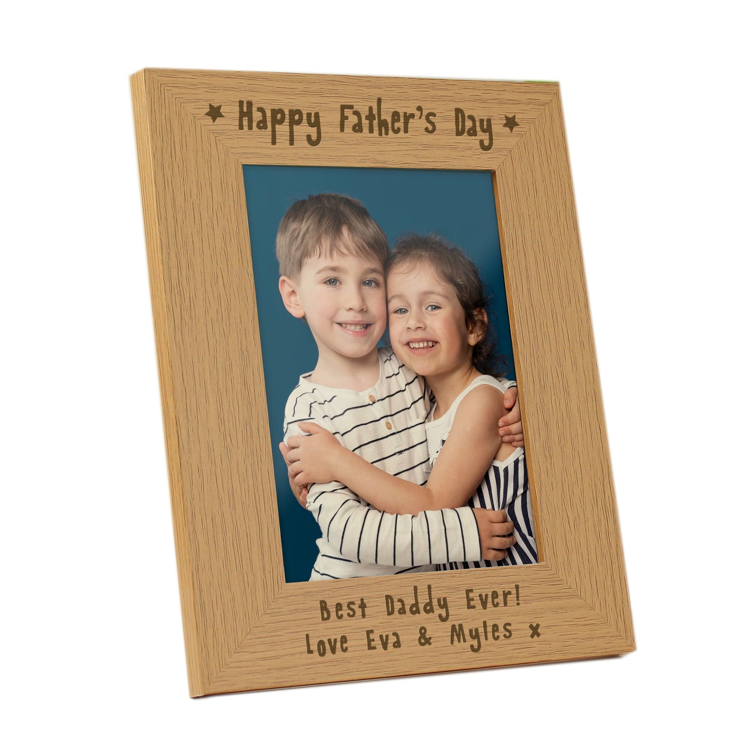 Personalised Happy Father's Day 5x7 Oak Finish Photo Frame