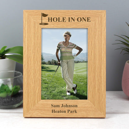 Personalised Oak Finish 6x4 Golf Photo Frame