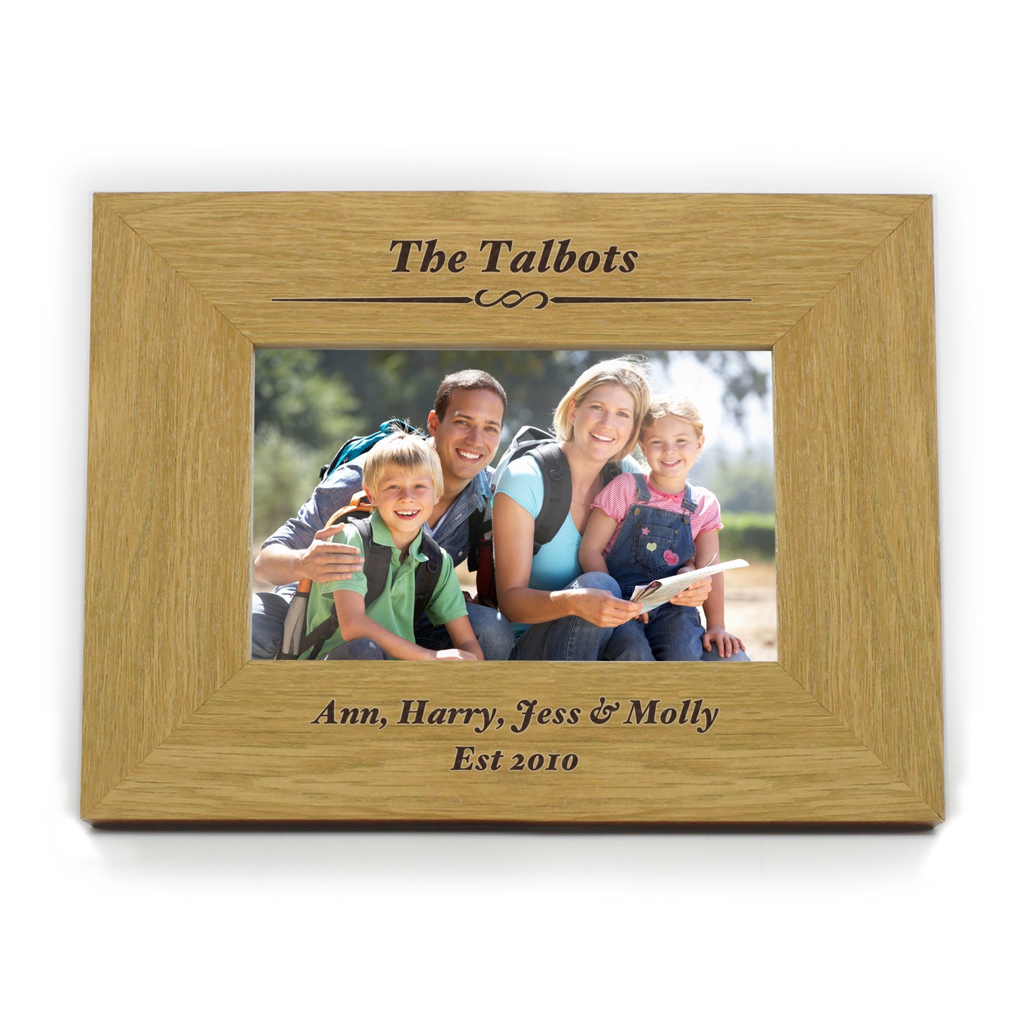 Personalised Formal 6x4 Landscape Oak Finish Photo Frame