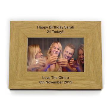 Personalised Long Message 6x4 Landscape Oak Finish Photo Frame