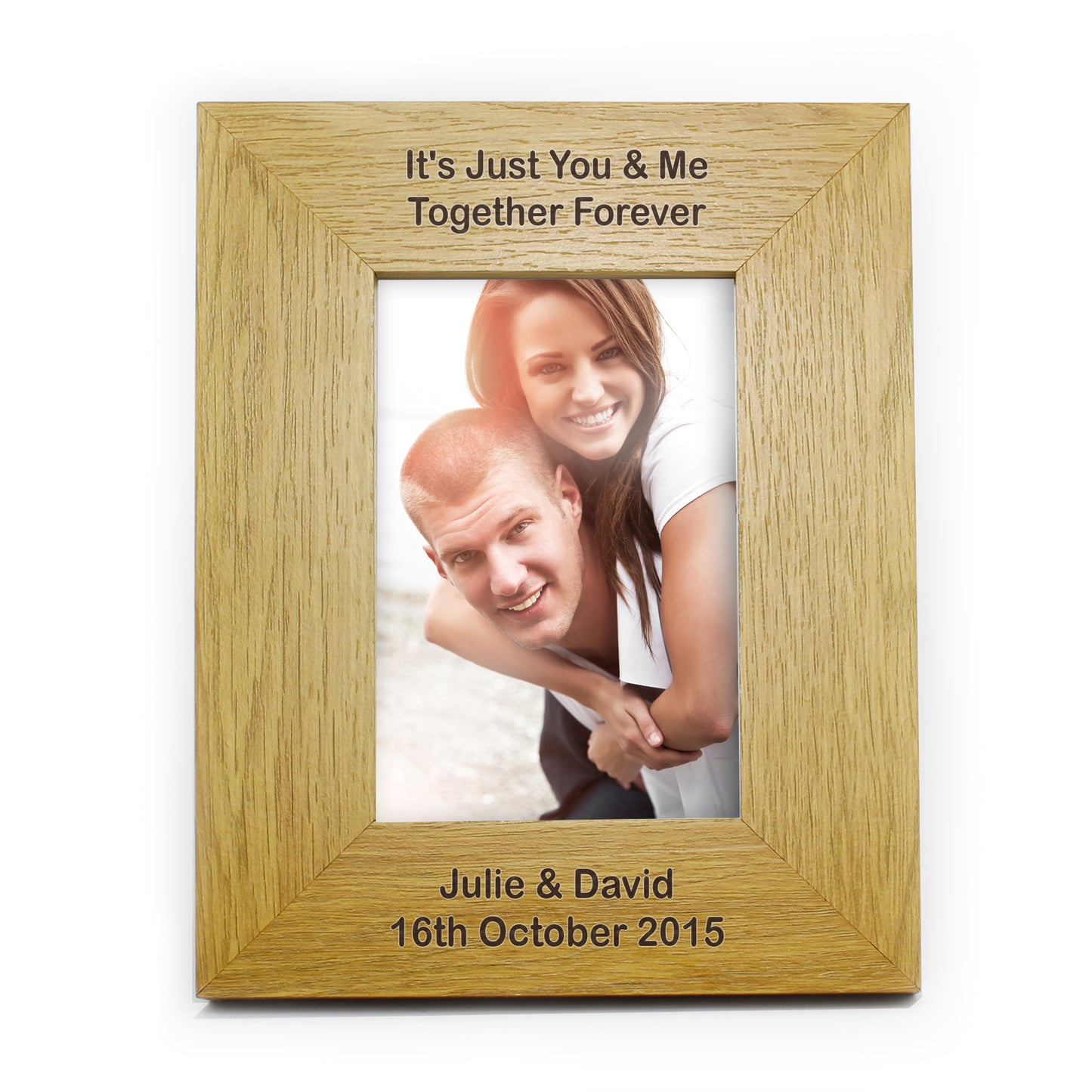 Personalised Long Message 6x4 Oak Finish Photo Frame