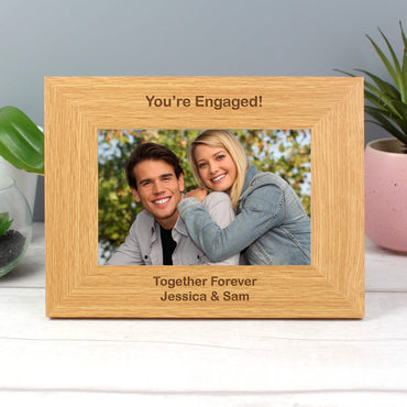 Personalised Short Message 6x4 Landscape Oak Finish Photo Frame