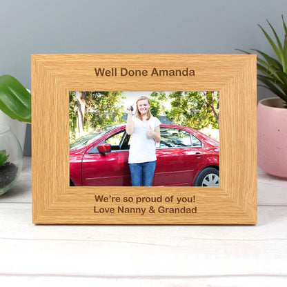 Personalised Short Message 6x4 Landscape Oak Finish Photo Frame