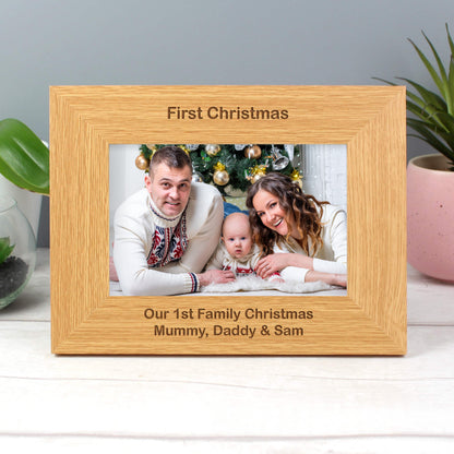 Personalised Short Message 6x4 Landscape Oak Finish Photo Frame