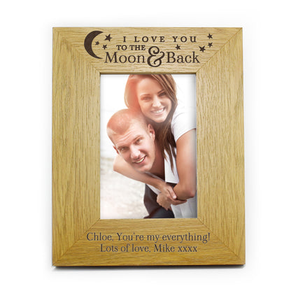 Personalised 'To the Moon and Back' 6x4 Oak Finish Photo Frame