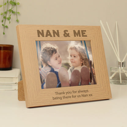 Personalised Nan & Me 5x7 Landscape Oak Finish Photo Frame