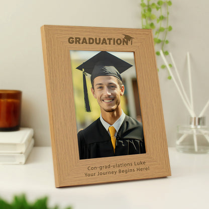 Personalised Graduation 5x7 Oak Finish Photo Frame