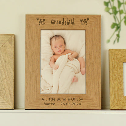 Personalised Grandchild 5x7 Oak Finish Photo Frame