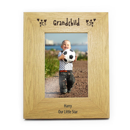 Personalised Oak Finish 6x4 Grandchild Photo Frame