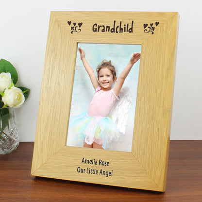 Personalised Oak Finish 6x4 Grandchild Photo Frame