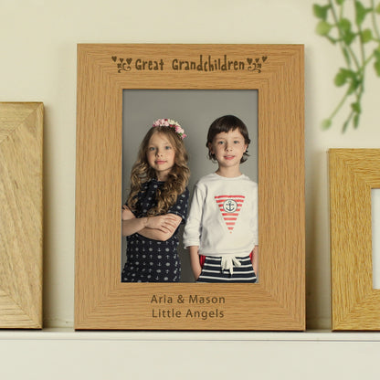 Personalised Great Grandchildren 5x7 Oak Finish Photo Frame