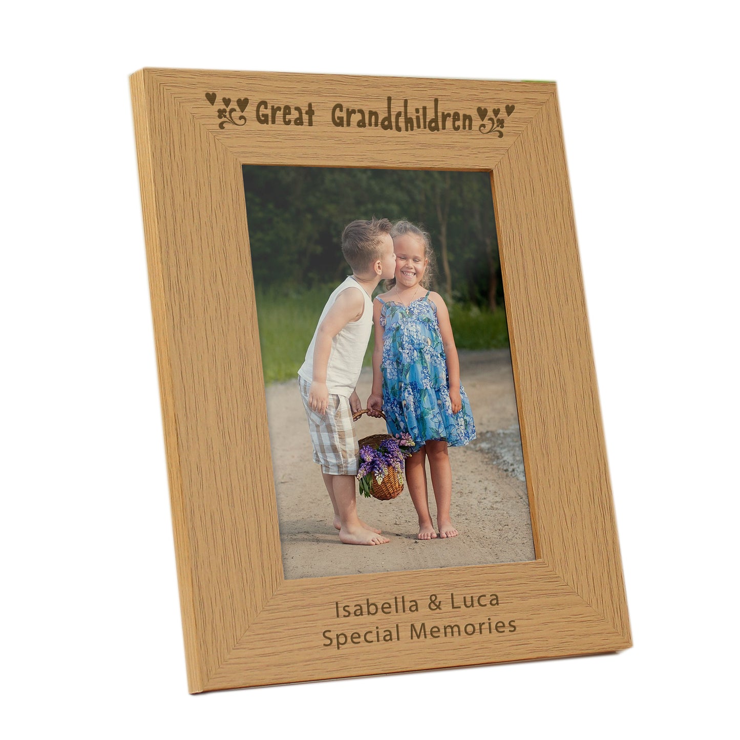 Personalised Great Grandchildren 5x7 Oak Finish Photo Frame