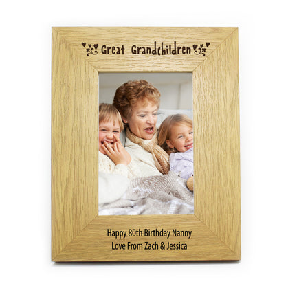 Personalised Great Grandchildren 6x4 Oak Finish Photo Frame