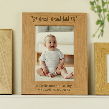 Personalised Great Grandchild 5x7 Oak Finish Photo Frame