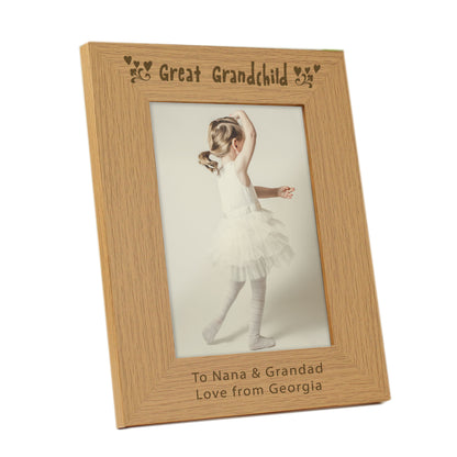 Personalised Great Grandchild 5x7 Oak Finish Photo Frame