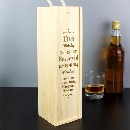 Personalised Reserved For Wooden Wine Bottle Box