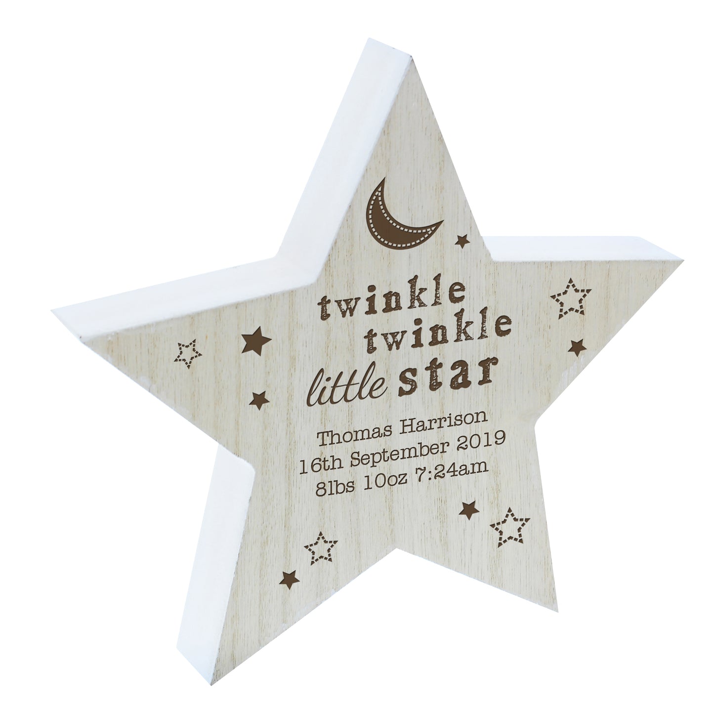 Personalised Twinkle Twinkle Rustic Wooden Star Decoration