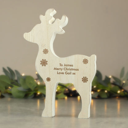 Personalised Rustic Wooden Reindeer Decoration