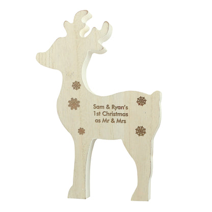 Personalised Rustic Wooden Reindeer Decoration