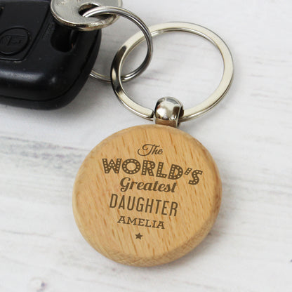 Personalised 'The World's Greatest' Wooden Keyring