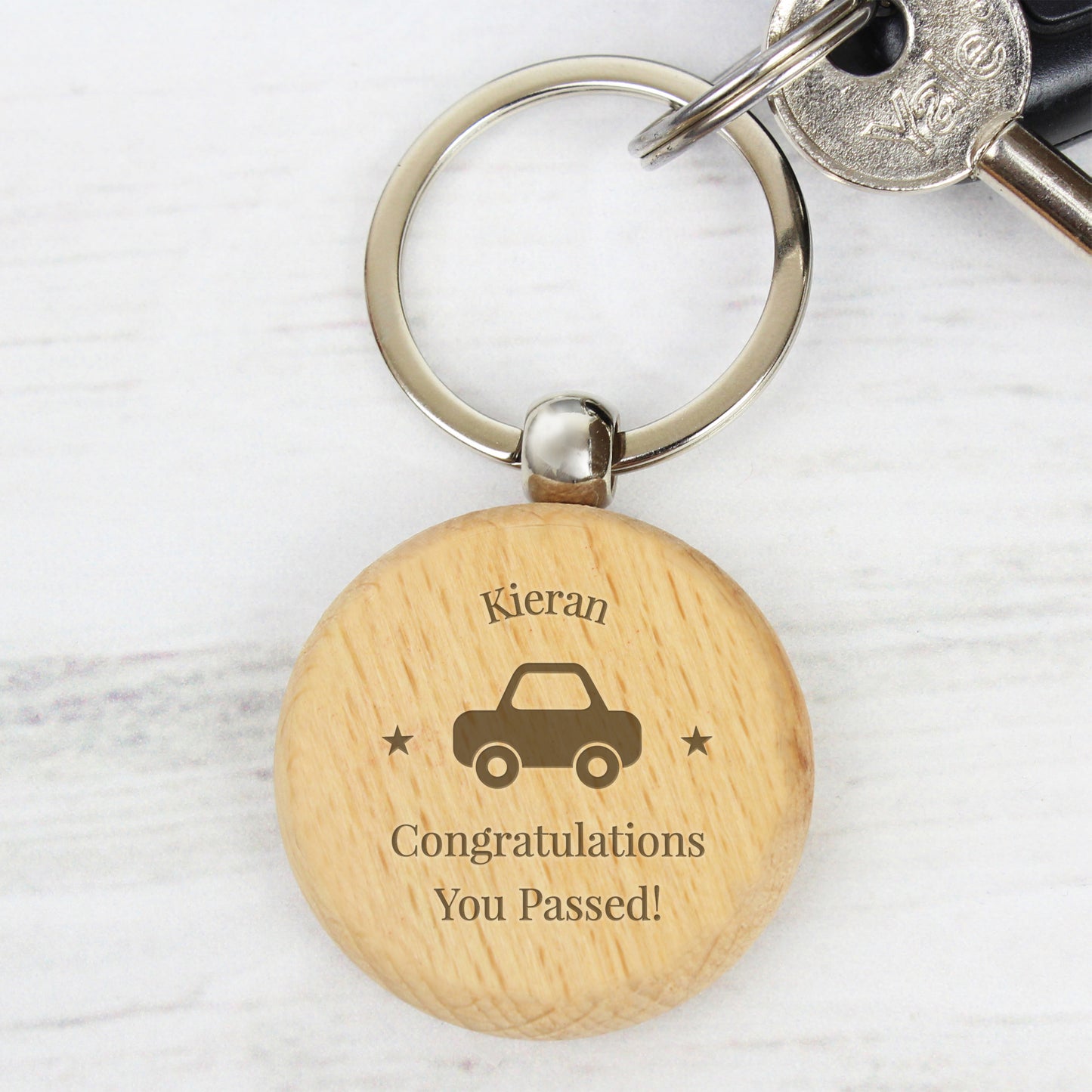 Personalised 'Car Motif' Wooden Keyring