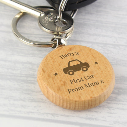 Personalised 'Car Motif' Wooden Keyring