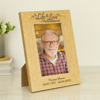 Personalised Life & Love 6x4 Oak Finish Photo Frame