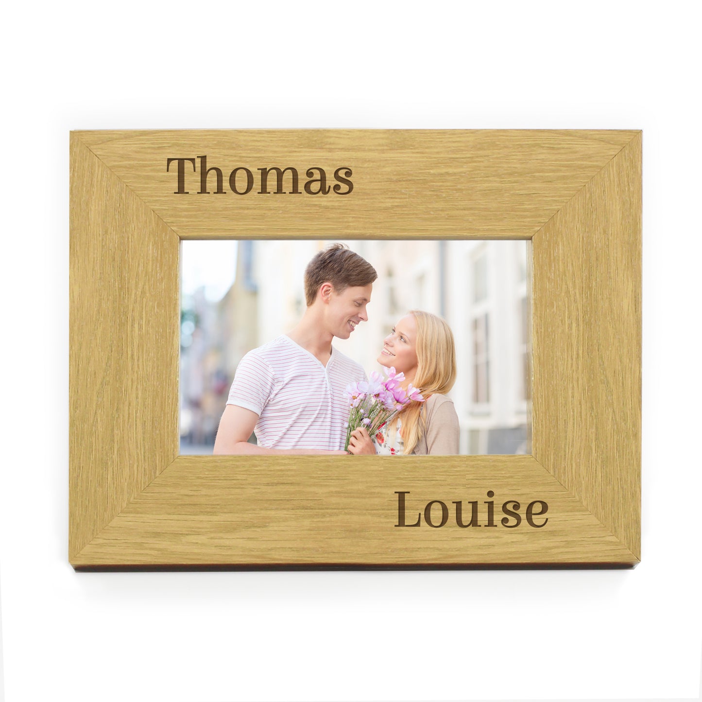 Personalised Couples 6x4 Oak Finish Photo Frame