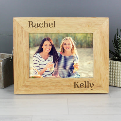 Personalised Couples 6x4 Oak Finish Photo Frame