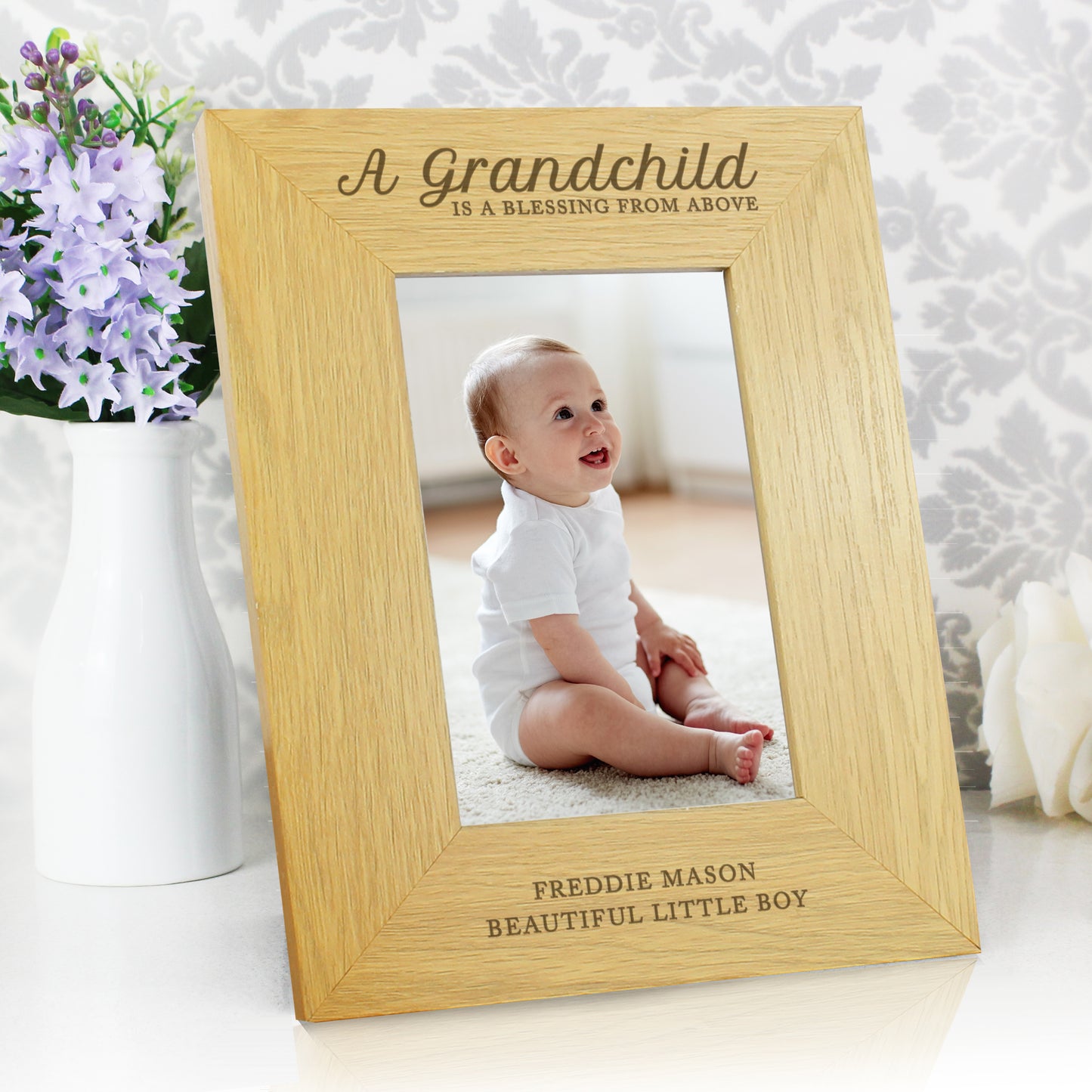 Personalised A Grandchild Is A Blessing 6x4 Oak Finish Photo Frame