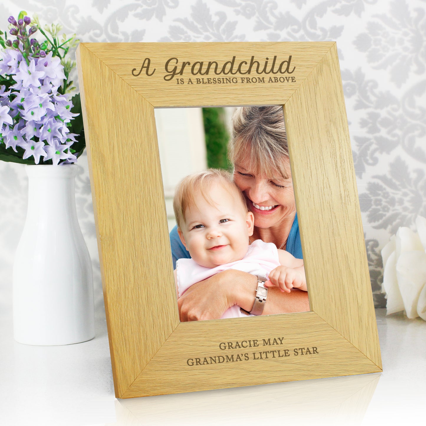 Personalised A Grandchild Is A Blessing 6x4 Oak Finish Photo Frame