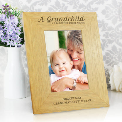 Personalised A Grandchild Is A Blessing 6x4 Oak Finish Photo Frame