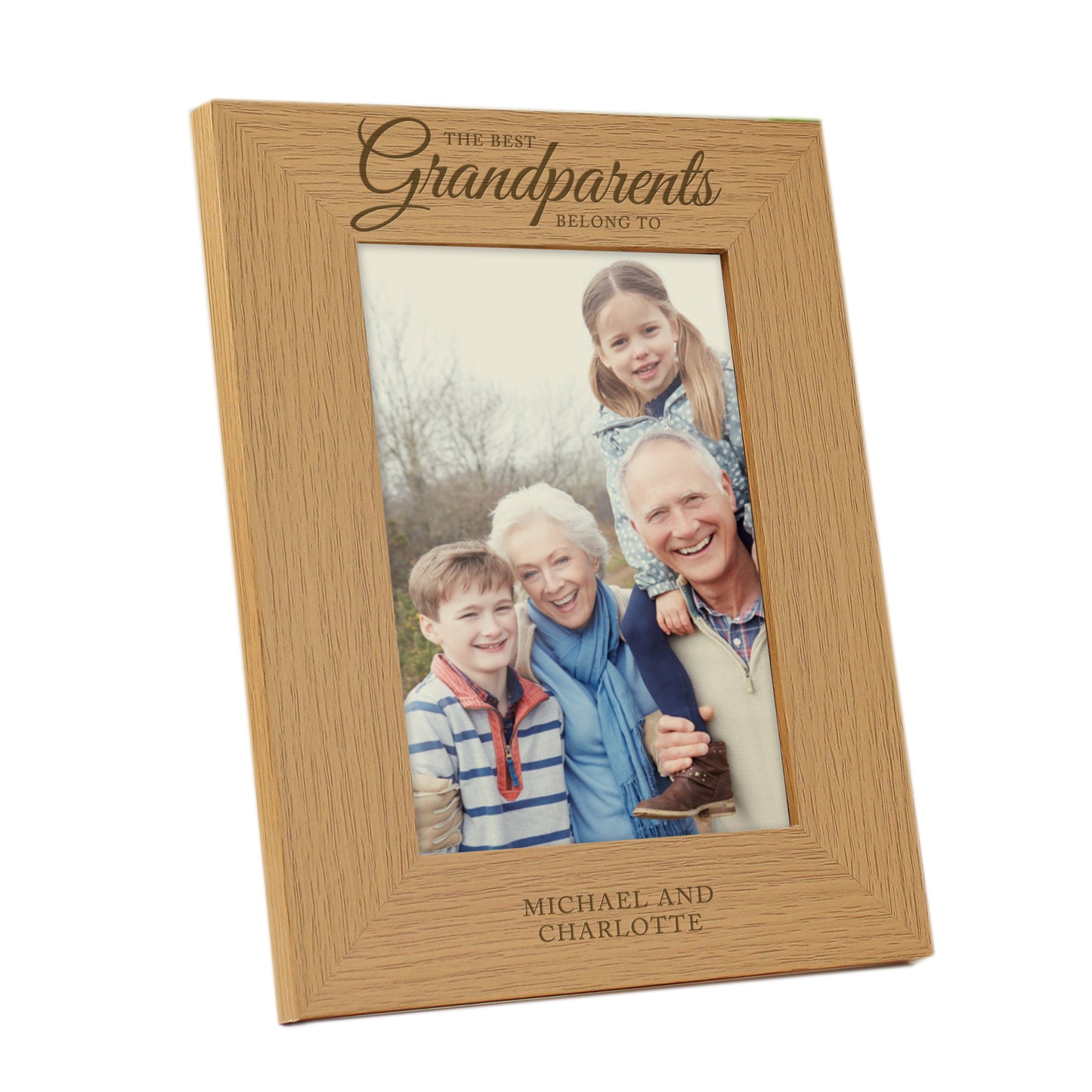 Personalised 'The Best Grandparents' 5x7 Oak Finish Photo Frame