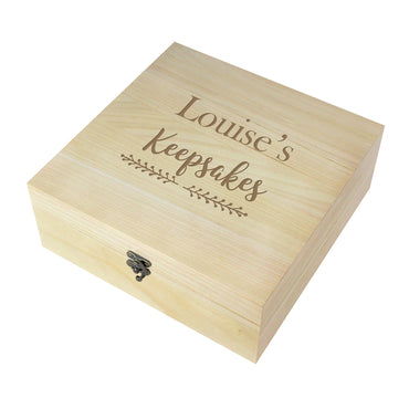 Personalised Floral Large Wooden Keepsake Box